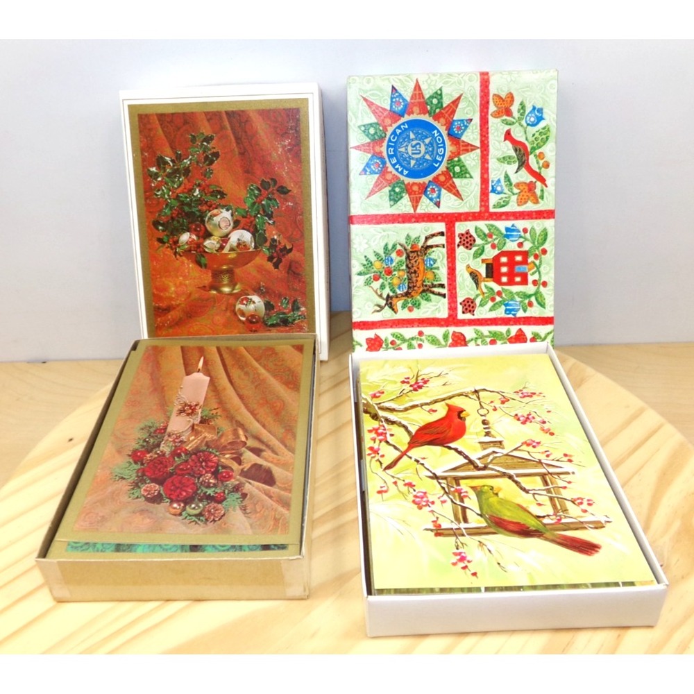 Lot 2 Vintage Christmas Cards‎ Coronation Chrome Elegance & American Legion NOS